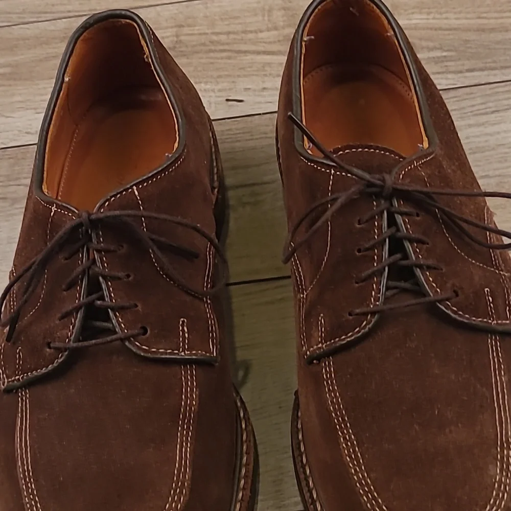 FACONNABLE USA Dark Brown Suede Leather Sz 9 D Lace Up Split Toe Mens Dress Shoe